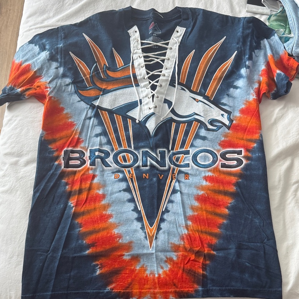Majestic Navy Lace-Up NFL T-Shirt